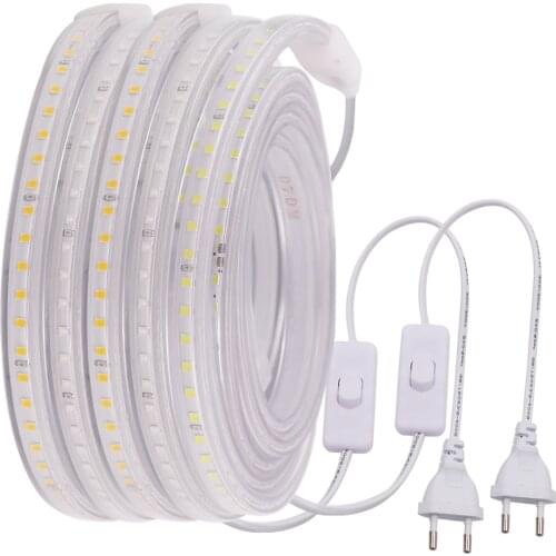 AC220V Led Strip Rope 120Leds/m SMD2835 Flexible Tape Ribbon Light EU UK With Switch Waterdrop String Lamp Lighting Decor