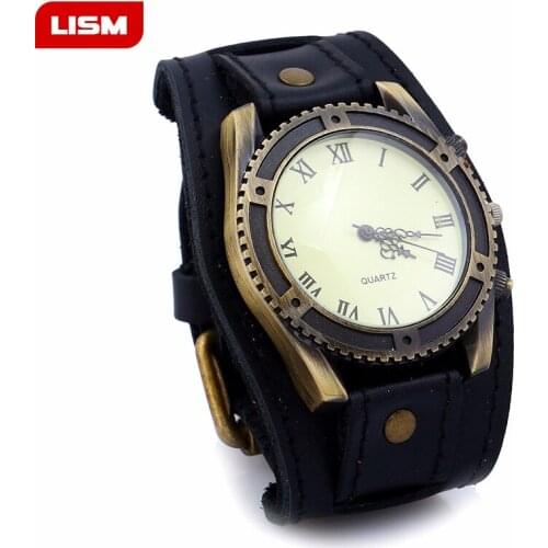 Hot Selling Vintage Cow Leather Bracelet Watch Men Women Wrist Watches Roman Numerals Casual Quartz Watch Relogio Feminino