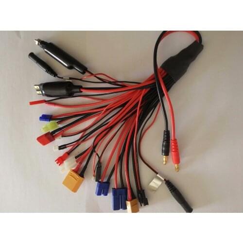 20 in 1 Multifunction Lipo Battery Charger Adapter Cable Banana Plug to TRX DEAN XT60 90 JST TRX EC5 EC3 EC2 Tamiya JR