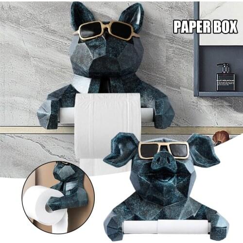 Cartoon Toilet Paper Holder Wall Mounted Punch Free Tissue Stand Home Restaurant Indoor Art Craft Decor GQ
