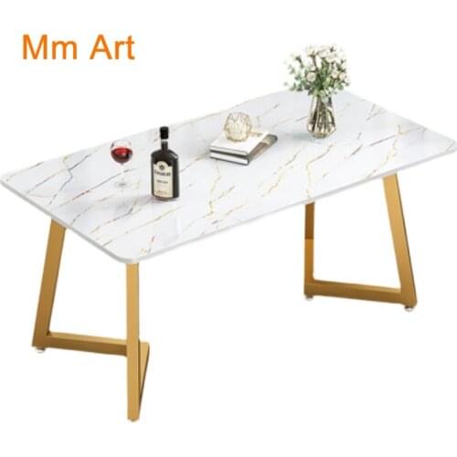 Dining Table Home Small Apartment Modern Simple and Light Luxury Imitation Marble Rental Room Dining Table