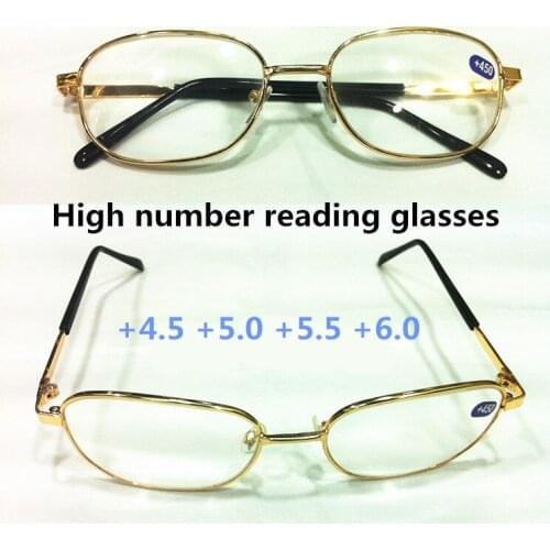 Leesbril Reading Glasses Women [!two Pairs!]full-rim Alloy High Number Glasses Lenses Men Women Reading +4.5 +5.0 +5.5 +6.0