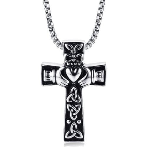Fashionable Men and Women Couple Necklace Cross Pendant High Quality Irish Heart-Shaped Souvenir Jewelry Gift