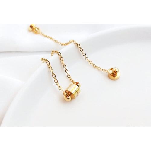 14K Gold Plated Brass Magnetic Bracelet Clasp Safety Chain High Quality for Diy Jewelry Making Findings Accessories