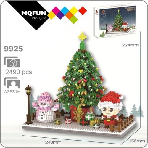 PZX Christmas special building bricks tree and boy snowman micro diamond block XMAS model nanobricks educational toys for kids