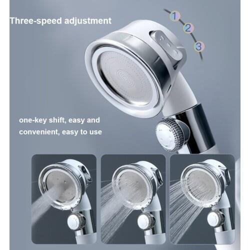 Adjustable Pressurized Bath Shower Head Water Saving Showerhead SPA Nozzle Holder Hose Bathroom Accessories Bracket Set 3 Modes