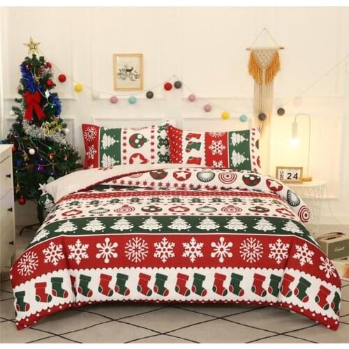 Christmas Bedding Set Elk printed Duvet Cover Two-piece Three-piece Queen King Size Gift Cartoon Home Textile Bohemian Bedding