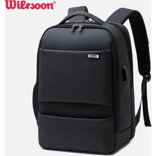 Wiersoon Large Capacity Fashion Men Backpacks 15.6 Inch Laptop Backpack USB Charging Bags School Business Travel Backpack