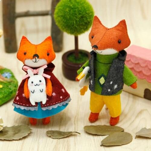 DIY Lovely Fox Family Felt Non-woven Handmade Sewing Cloth Craft Toys Kids Gift Home Decoration Accessories