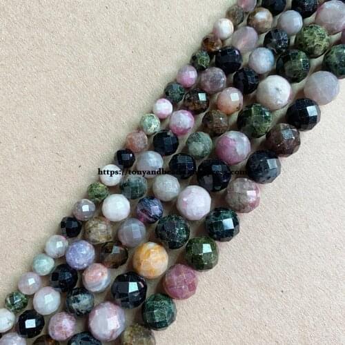 2lots more 10% off ! Semi-precious Stone Diamond Cuts Faceted AA Quality Mixed Tourmaline 7" Round Loose Beads 6 8 10 mm