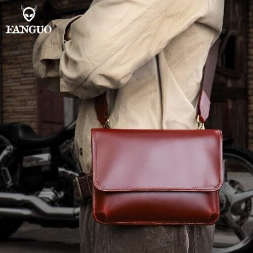 Retro Cowhide Mens Crossbody Bag Chest Bag Genuine Leather Male Shoulder Messenger Bags Casual Sport Sling Packs