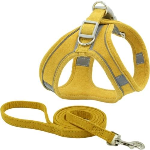 Reflective Dog Harness Vest for Medium Pet Chest Strap for Cat Leash Harness Set Suede Bulldog Braces Corgi Chest Back Bichon