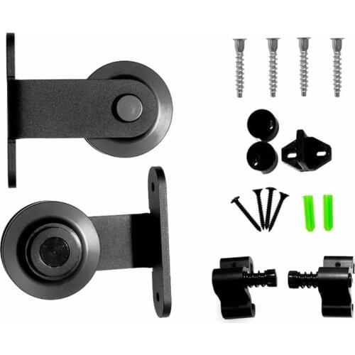 LWZH Heavy Duty Sliding Barn Door Hardware Kit Black T- Shaped Roller for Closet Sliding Door