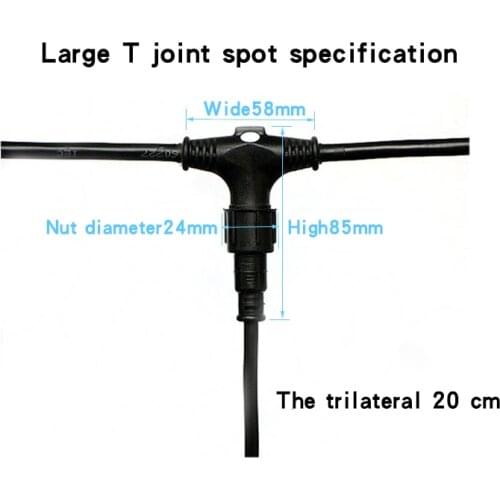 T-Type Wire Waterproof Connector 2Pin 3pin 4pin for LED Lamp Wire Male and Female Plug IP68 Waterproof Cable for Outdoor