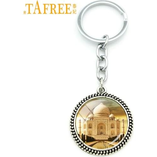 TAFREE Classic indias most famous palace Key Chain Temple Taj Mahal india keychain classical beautiful glass dome jewelry H587