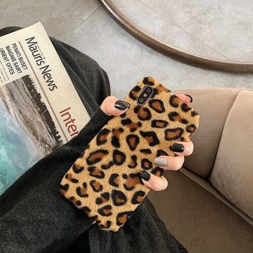 Warm Corduroy Phone Case For iphone XS 11 Pro Max X XR Case For iphone 7 8 6s 6 plus Back Cover Retro leopard print soft Cases