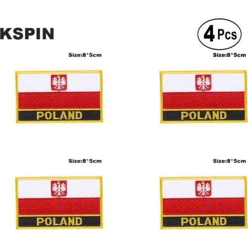 Poland Rectangular Shape Flag Iron on Saw on Patches Embroidered Flag Patches National Flag Patches for Clothing DIY