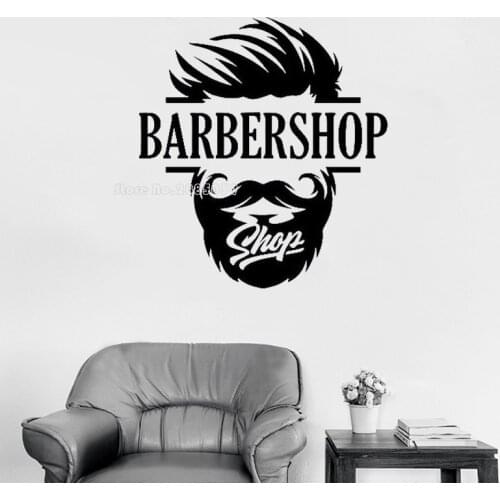 Creative Barber Shop Haircut Tools Wall Window Decal Art Man Salon Personalized Barber Shop Logo Wall Sticker Salon Decor LL702