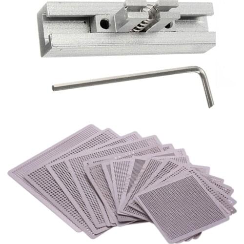 10pcs Directly Heat BGA Reballing Universal Stencil Template IC Sik Tin + Jig Station Fixtures Welding Soldering Rework Repair
