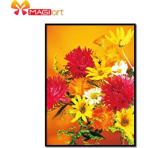 Cross stitch kits Embroidery needlework sets 11CT water soluble canvas patterns 14CT Oil painting a bunch of flowers-NCMF098