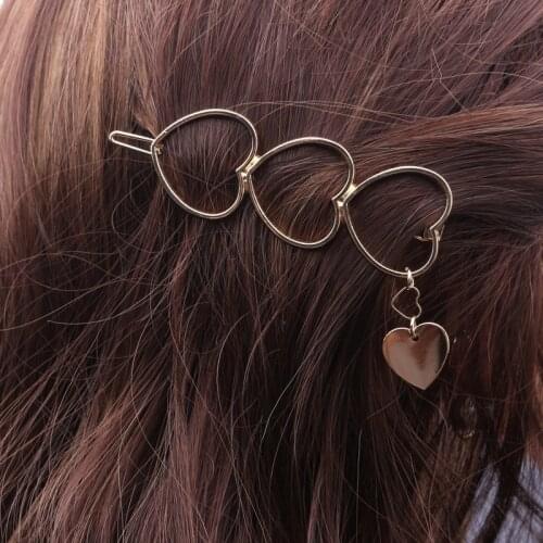 Women Hair Accessories Gold Triangle Hair Clip Pin Metal Geometric Alloy Moon Circle Heart Hairgrip Barrette Girls Holder Beauty