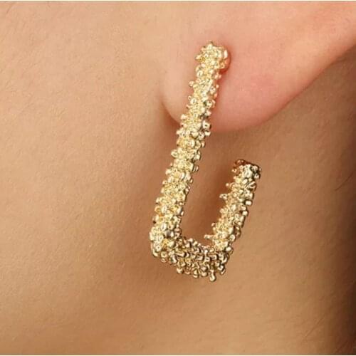 EM130 Simple Carving Frosted Geometry Missing Square Dangle Earrings Zinc Alloy Women Earrings Jewelry Wholesale
