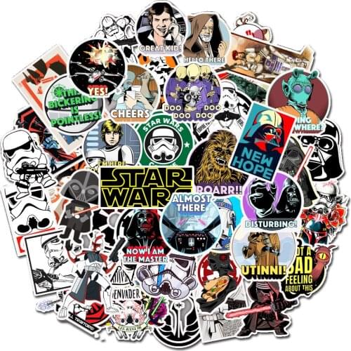 10/50Pcs Disney Star Wars Stickers Funny Waterproof Luggage Laptop Guitar Helmet Skateboard Stationery Sticker Kids Toys Gift