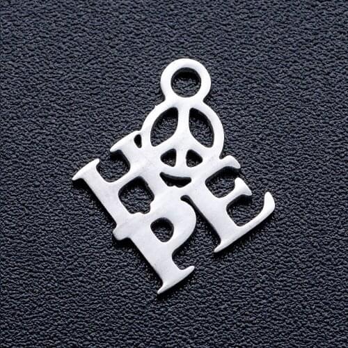 10pcs/lot Hope DIY Jewelry Charms Wholesale 100% Stainless Steel Dropshipping Charm for Bracelet Making Never Tarnish Pendants