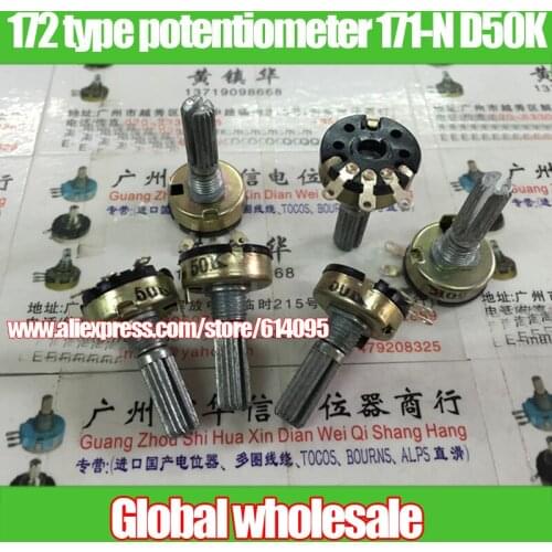 10pcs 172 type single joint potentiometer 171-N D50K / handle length 20MM flower foot hole