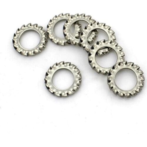 100Pcs DIN6798A M2.5 M3 M4 M5 M6 M8 M10 304 Stainless Steel Washers External Toothed Gasket Washer Serrated Lock Washer