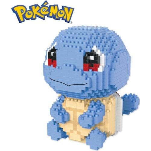 1184PCS+ Pokemon Cute Squirtle Assembly Mini Building Blocks Cartoon Model Micro Brick Figures Toys For Kid Birthday Gift 9104