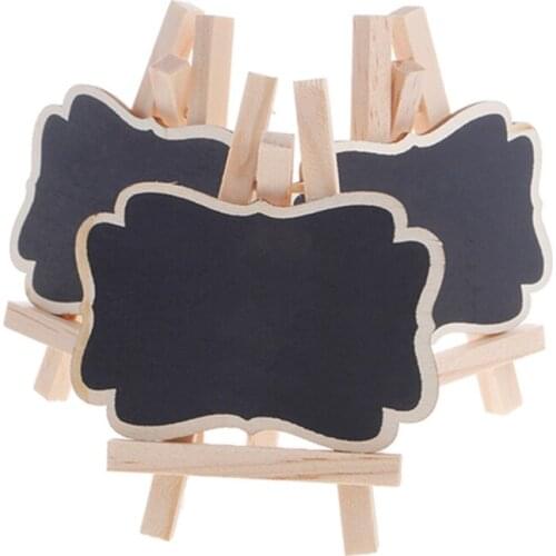 3Pcs Mini Wooden Blackboard Chalkboard Stand for Wedding Party Table Decor Tags F19B