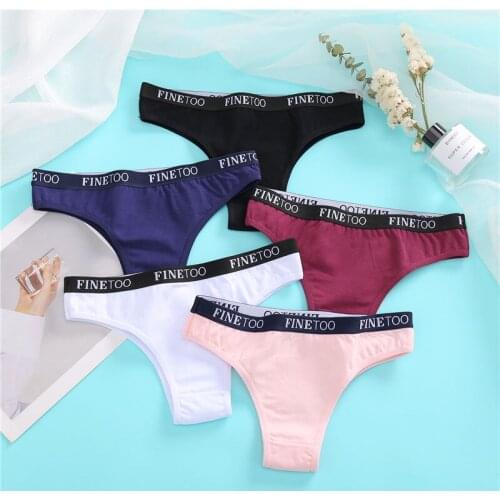 3PCS/Set Brazilian Panties Cotton Womens Underwear Sexy Lingerie Female Underpants Briefs Thong Girl Solid Color Finetoo Pantys