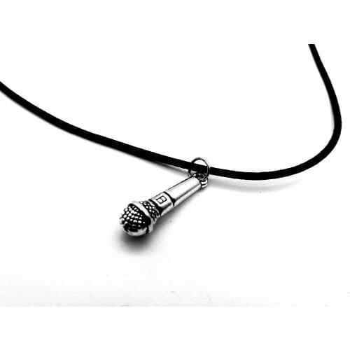 30PCS Vintage KTV Karaoke Music Singer Lover Necklace Hip Hop Rapper DJ Night Club Wireless Microphone Leather Rope Necklaces