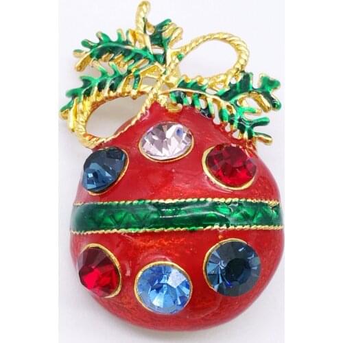 5PCS New Year Series Metal Drop Tape Drill Christmas Vase Brooch 44 * 30MM Jewelry Gift Christmas Decoration Brooch