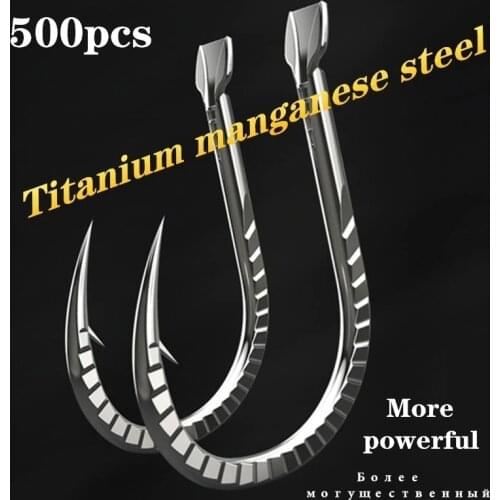 500pcs Fishing Hooks 2020 New Super Powerful Japan Titanium Alloy Fishhooks Carp Needles Saltwater Barbed Barbless Assist Jigs