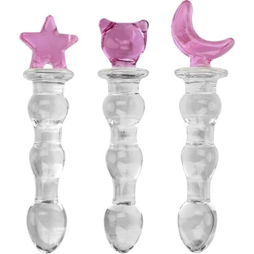 OLO Anal Stimulation Crystal Glass Sex Toys for Women Anal Plug Bear Star Moon Butt Plug Glass Dildo Penis Prostate Massage