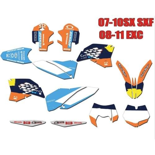 Free Custom Numbers Graphics Background Decals Stickers kit For KTM SX SXF 2007 2008 2009 2010 XCF EXC EXC-F 2008 2009 2010 2011