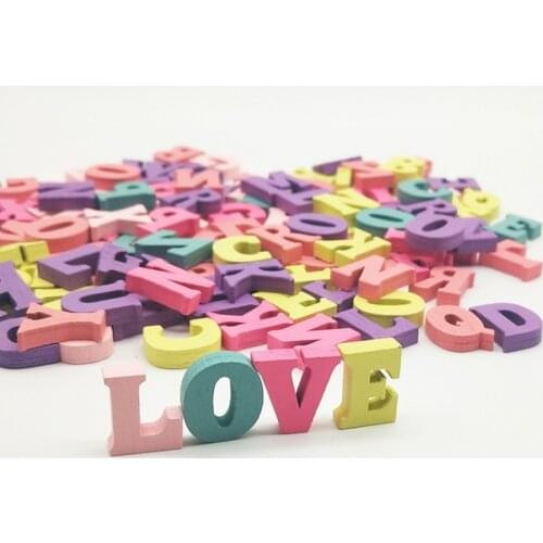 Letters Number Environmental Protection Multicolor Mixed Wood Chips Block Handmade Decoration Wooden Teaching Materials