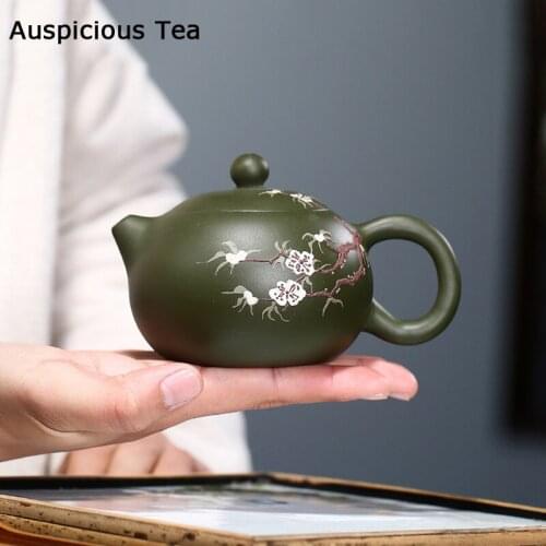 210ml Yixing Handmade Purple Clay Tea Pot Flower Pattern Xishi Teapot Filter Beauty Kettle Home Tea Set Tie Guanyin Gifts