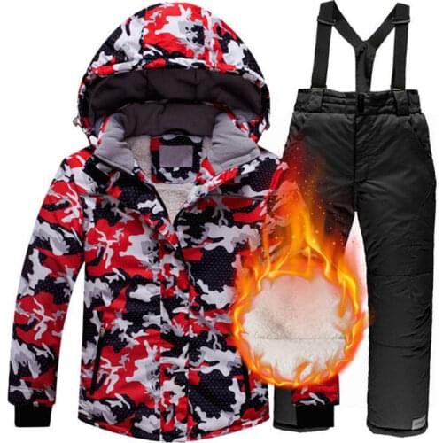 Kids Winter Ski Suit Windproof Waterproof Children Snow Coat And Pants Overalls Suit Boys Girls 100-160 Snowboard Skiing Jacket