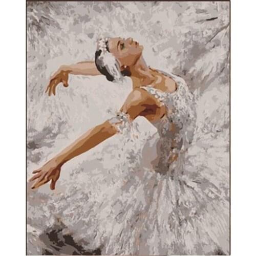 DIY Digital Painting By Numbers Package Swan dancer oil painting mural Kits Coloring Wall Art Picture Gift frameless