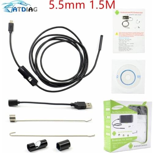 1.5M 720P 5.5mm Lens HD USB Endoscope Waterproof 6 LEDs Inspection Pipe Endoscope Camera Borescope For Android Phone PC