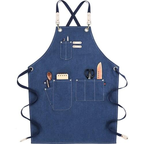 Washed Canvas Apron Fashion Painting Hairdressing Barista Work Clothes for Men and Women
