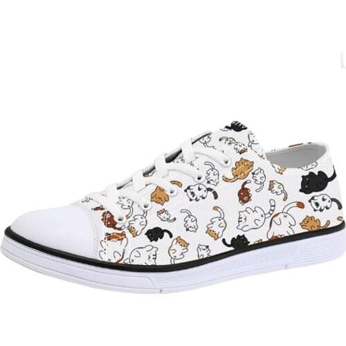 2019 New Style Unique Cats Print Canvas Shoes for Men Woman Animal Print Casual Sneakers for Teenagers Boys Girls Lace Up Flats