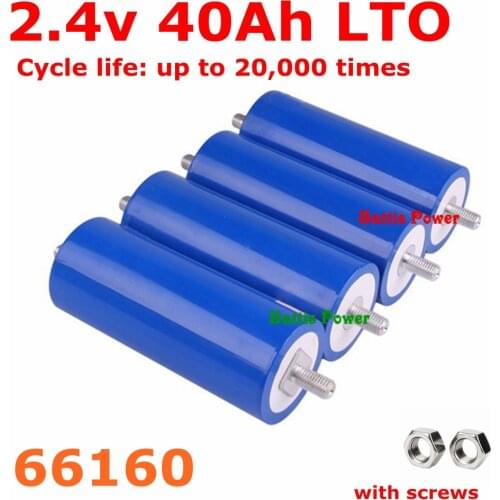 25pcs Lithium titanate battery 2.4V 40AH LTO 66160 15C 600A for DIY 24V12V 200Ah motorcycle golf cart inverter Outdoor power