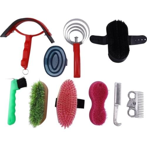 Hot Horse Grooming Kit 10 Piece Horse Brush Horse Cleanning Tool Brush Comb Grips Set