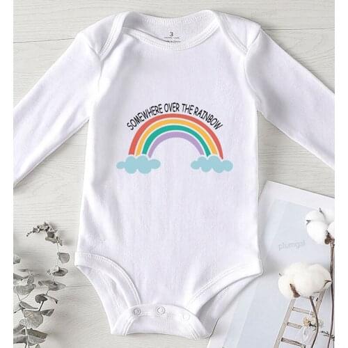 Newborn Girl Outfit Somewhere Over The Rainbow Rainbow Clothes Infant Clothing for Babies 0-24 Months Baby Romper Boys