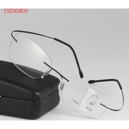 Rimless Eyewear Smart zoom Titanium Progressive Reading Glasses Men Women Presbyopia Hyperopia Multifocal Glasse 1.0-3.0