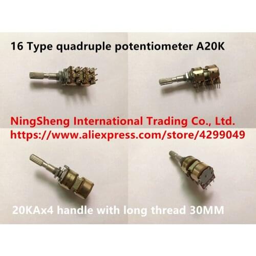 Original new 100% import 16 Type quadruple potentiometer A20K 20KAX4 handle with long thread 30MM (SWITCH)